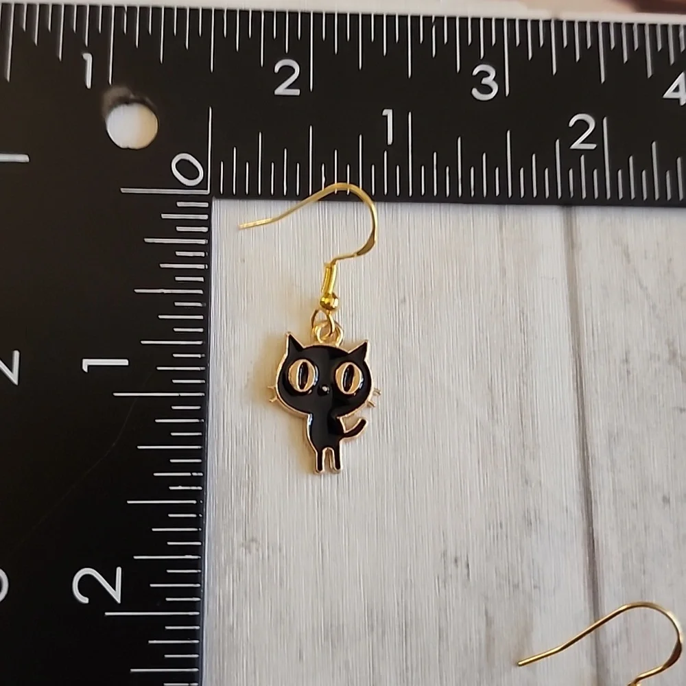 🦋Cartoon Cat Earrings   Black EO - Picture 5 of 5